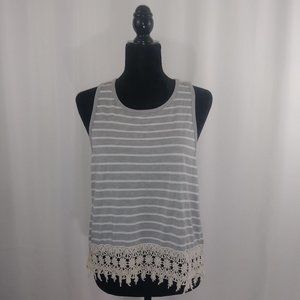 3/$10 Xhilaration Womens Grey & White Strip tank